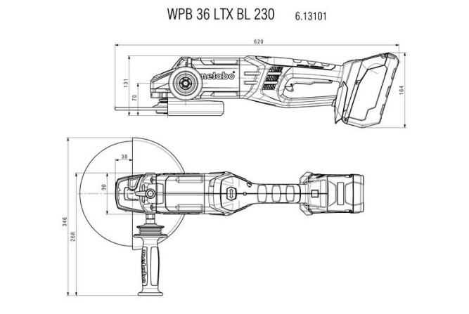 Аккумуляторная угловая шлифовальная машина Metabo WPB 36 LTX BL 230 613101660 в Екатеринбурге