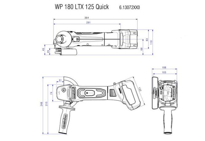 Аккумуляторная угловая шлифовальная машина Metabo WP 18 LTX 125 Quick 613072500 в Екатеринбурге