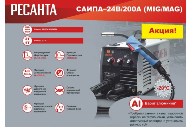 Сварочный полуавтомат Ресанта САИПА-24В/200А (MIG/MAG) в Екатеринбурге