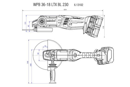 Аккумуляторная угловая шлифовальная машина Metabo WPB 36-18 LTX BL 230 613102830 в Екатеринбурге