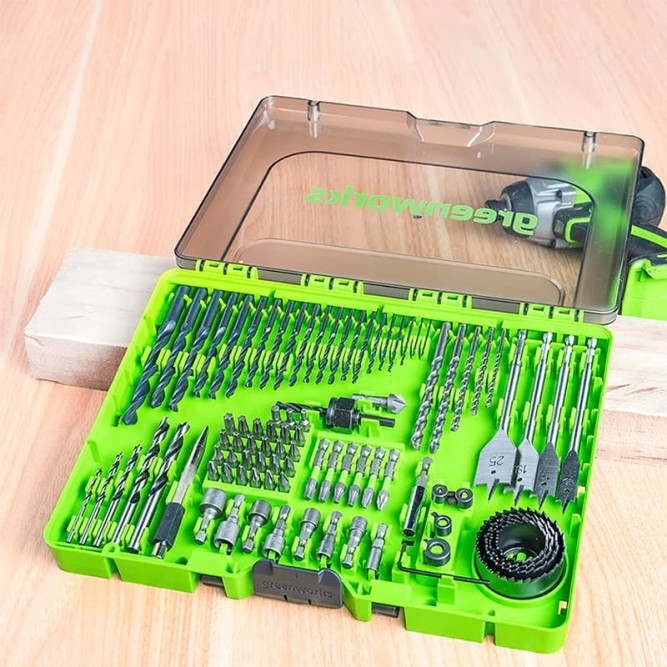 Набор сверл, бит и коронок в кейсе Greenworks Арт. 2944607, 90 предметов в Екатеринбурге