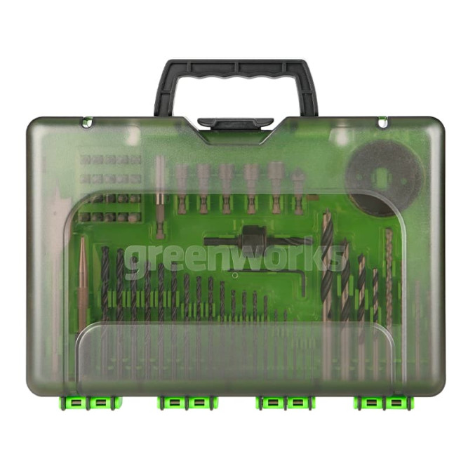 Набор сверл, бит и коронок в кейсе Greenworks Арт. 2944507, 60 предметов в Екатеринбурге