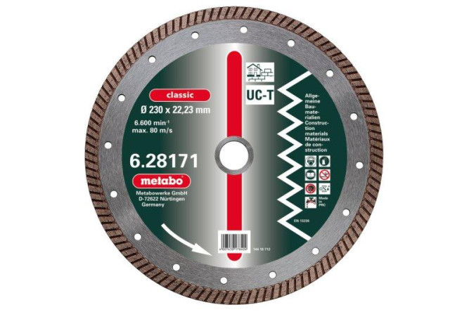Алмазный диск Metabo 230х22,23мм Classic UC-T Turbo универсальный  628171000 в Екатеринбурге
