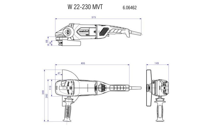 Угловая шлифовальная машина Metabo W 22-230 MVT 606462000 в Екатеринбурге
