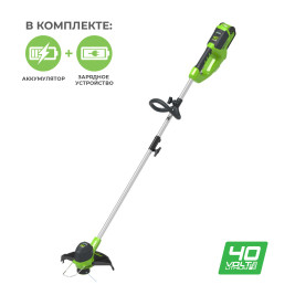 Триммер аккумуляторный Greenworks Арт. 2101507UB, 40V, 30 см, с 1хАКБ 4 Ач и ЗУ