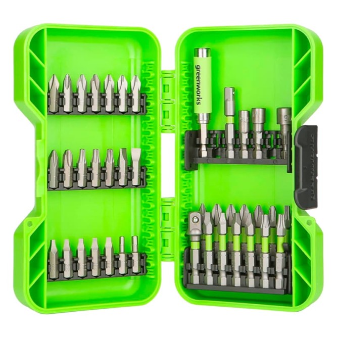 Набор бит, торцевых головок и адаптеров в кейсе Greenworks Арт. 2944207, 40 шт. в Екатеринбурге