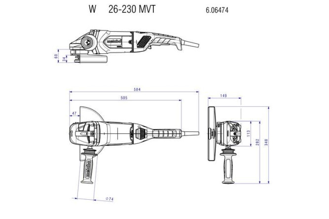 Угловая шлифовальная машина Metabo W 26-230 MVT 606474000 в Екатеринбурге