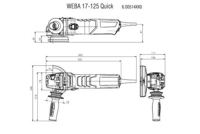 Угловая шлифовальная машина Metabo WEBA 17-125 Quick 600514000 в Екатеринбурге