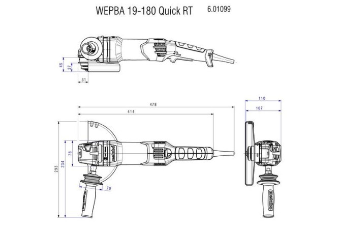 Угловая шлифовальная машина Metabo WEPBA 19-180 Quick RT 601099000 в Екатеринбурге