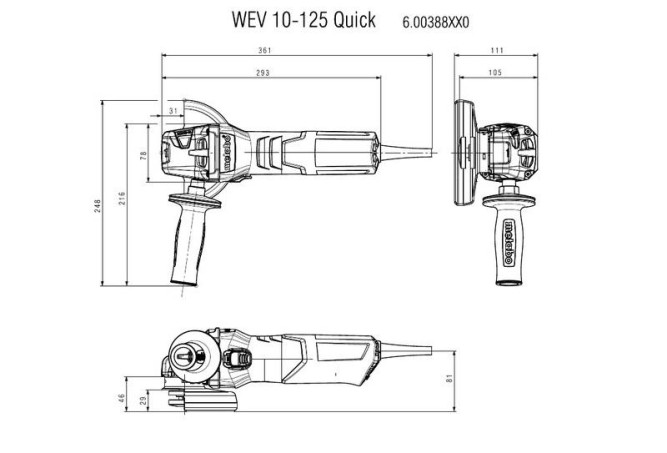 Угловая шлифовальная машина Metabo WEV 10-125 Quick 600388000 в Екатеринбурге