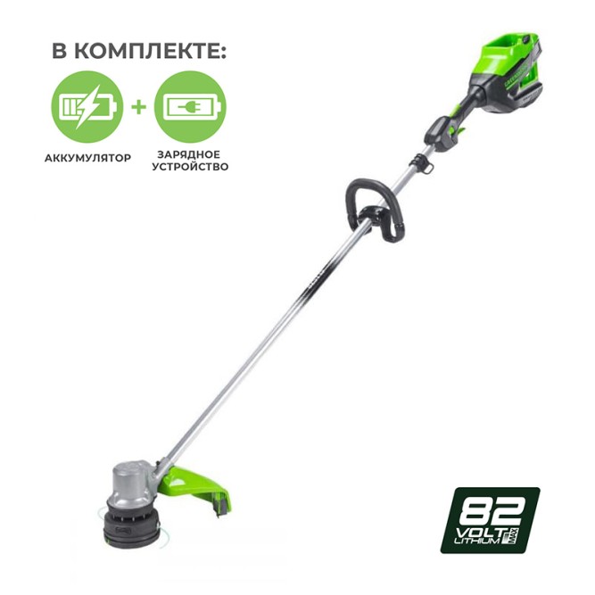 Триммер аккумуляторный Greenworks Арт. 2110607UA, 82V, 40 см,  бесщеточный,   с 1хАКБ 2.5 Ач. и ЗУ в Екатеринбурге