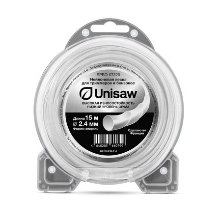Леска триммерная 2.4мм 15м, спираль, Unisaw в Екатеринбурге