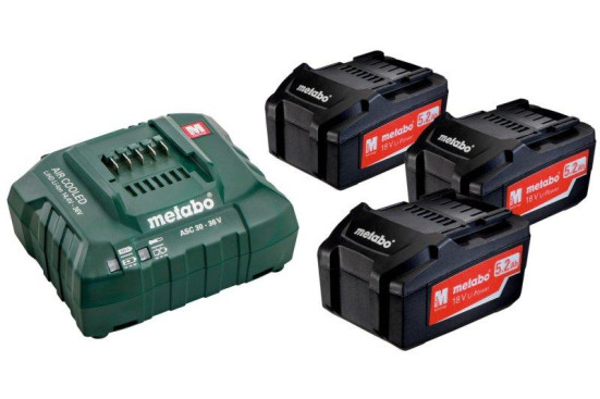 Базовый комплект Metabo 18 В Li-Power 3х5,2Ач + ЗУ ASC 30-36V AIR COOLED  685048000 в Екатеринбурге