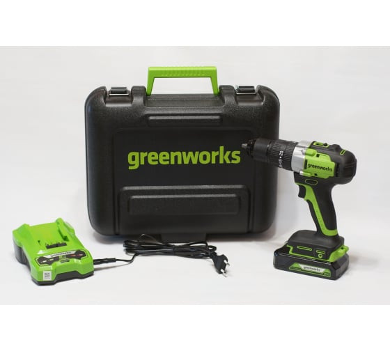 Дрель-шуруповерт аккумуляторная Greenworks Арт. 3704107UA, 24V, c 1хАКБ 2 Ач и ЗУ в кейсе в Екатеринбурге