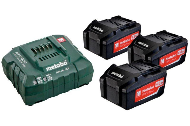 Базовый комплект Metabo 18 В Li-Power 3х4,0Ач + ЗУ ASC 30-36V AIR COOLED  685049000 в Екатеринбурге