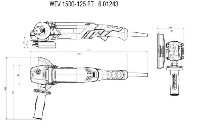 Угловая шлифовальная машина Metabo WEV 1500-125 Quick RT 601243500 в Екатеринбурге