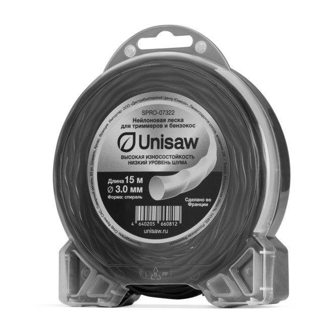Леска триммерная 3.0 мм 15 м, спираль, Unisaw в Екатеринбурге