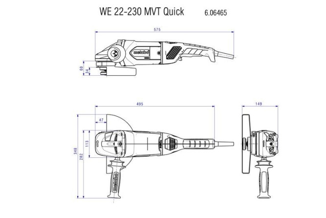Угловая шлифовальная машина Metabo WE 22-230 MVT Quick 606465000 в Екатеринбурге