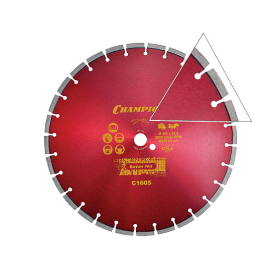 Диск алмазный CHAMPION бетон ST 400/25,4/10 Concremax (старый бетон, ж/б с наполн.сред.тв), CHAMPION, C1605 в Екатеринбурге