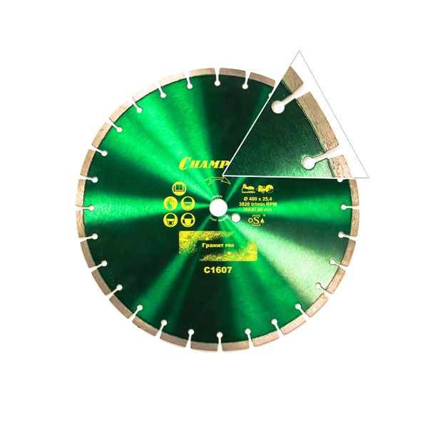 Диск алмазный CHAMPION гранит PRO 400/25,4/10 Laser Granite  (твердые блоки, старый бетон), CHAMPION, C1607 в Екатеринбурге