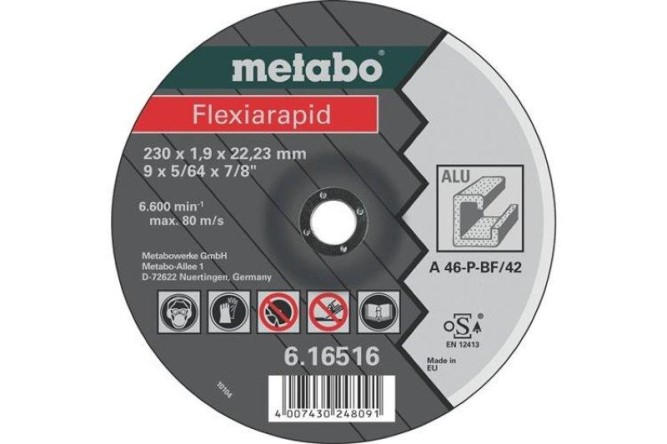 Отрезной круг Metabo 115х1,0х22,23мм Flexiarapid алюминий A 60-P прямой  616512000 в Екатеринбурге