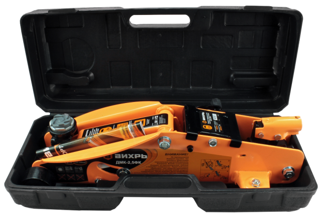 Домкрат гидравлический подкатной Вихрь ДМК-2,5ФК (2,5 т, 140-390 мм, с фиксатором, в кейсе) в Екатеринбурге