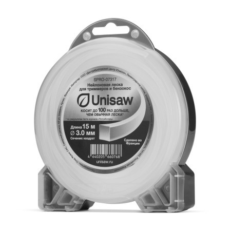 Леска триммерная 3.0 мм 15 м квадрат, Unisaw в Екатеринбурге