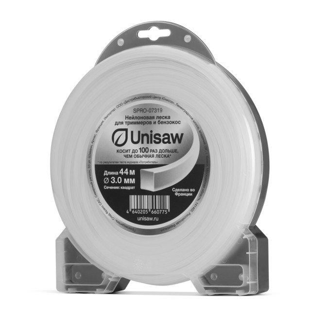 Леска триммерная 3.0мм 44м квадрат, Unisaw в Екатеринбурге