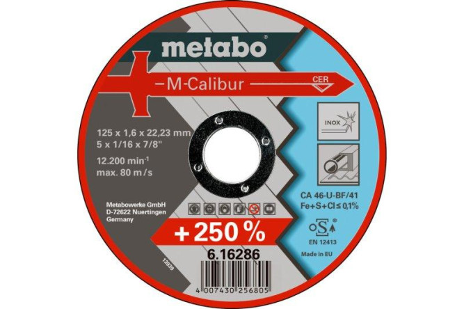 Отрезной круг Metabo 115х1,6х22,23мм M-Calibur Inox CA 46-U прямой  616285000 в Екатеринбурге