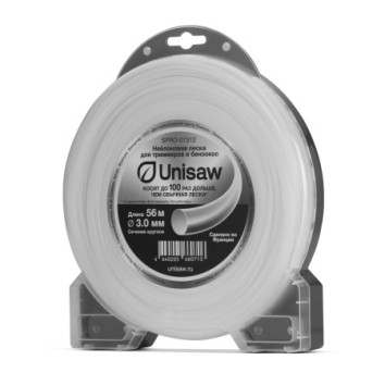 Леска триммерная 3.0мм 56м круглая, Unisaw