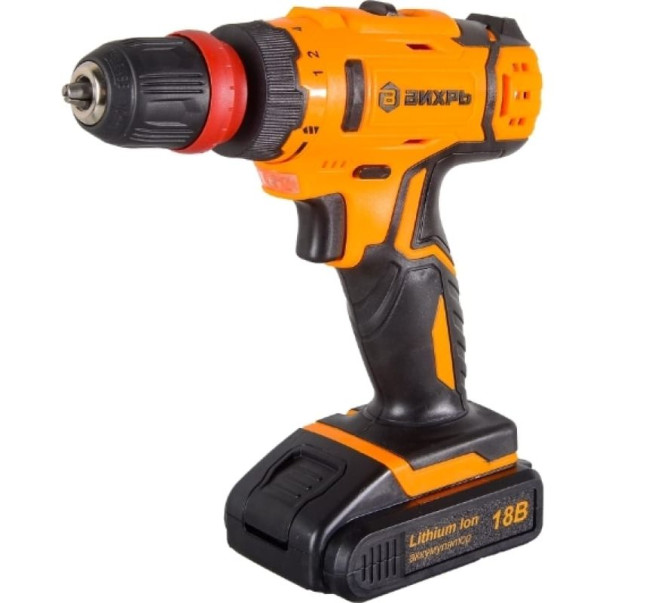 Дрель-шуруповерт аккумуляторная Вихрь ДА-18Л-2КC (2,0 А/ч) в Екатеринбурге