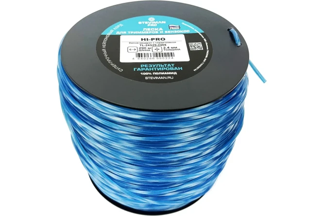 Триммерная леска STEVIMAN 2.4 HI-PRO 290м Витой квадрат с сердечником в Екатеринбурге