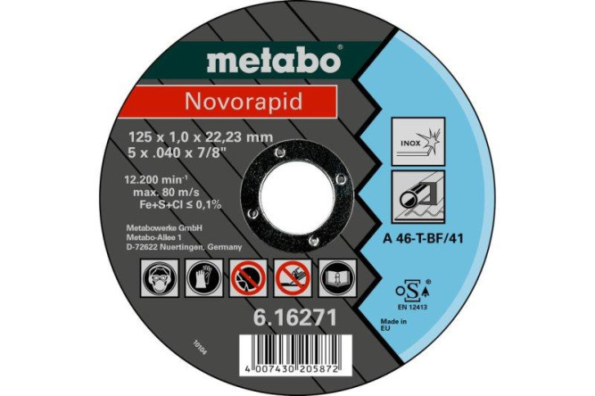 Отрезной круг Metabo 125х1,0х22,23мм Novorapid Inox A 46-T прямой  616271000 в Екатеринбурге