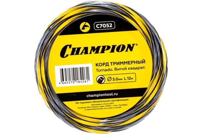 Корд трим.CHAMPION Tornado 3.0мм*12м (витой квадрат) в Екатеринбурге