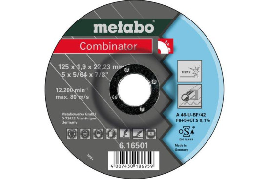 Отрезной круг Metabo 125х1,9х22,23мм Combinator Inox HydroResist A 46-U изогнутый  616501000 в Екатеринбурге