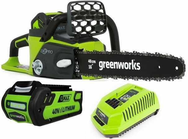 Аккумуляторная цепная пила Greenworks G-MAX 40V (40 см) (комплект АКБ 4 А/ч и ЗУ) GD40CS40K4 в Екатеринбурге