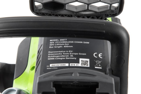 Аккумуляторная цепная пила Greenworks G-MAX 40V (40 см) (комплект АКБ 4 А/ч и ЗУ) GD40CS40K4 в Екатеринбурге