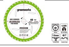 Диск по дереву Greenworks Ø184 мм 24T для пилы 1500907 в Екатеринбурге