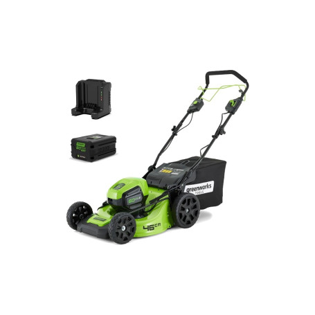 Газонокосилка аккумуляторная Greenworks Арт. 2502907UB, 60V, 46 см, самоходная, бесщеточная, с 1хАКБ 4 Ач. и ЗУ