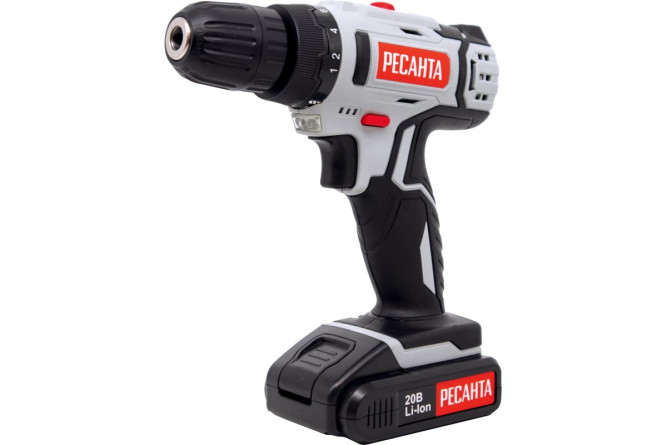 Дрель-шуруповерт аккумуляторная Ресанта ДА-20-2ЛК (2,0 А/ч) в Екатеринбурге