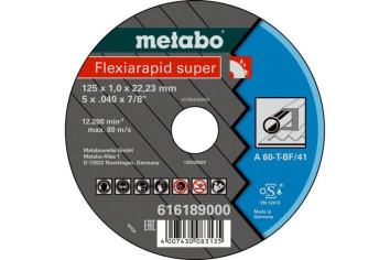 Отрезной круг Metabo 125х1,0х22,23мм Flexiamant Super А 60-Т прямой 616189000