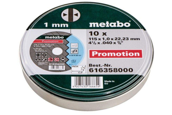 Отрезной круг Metabo 125х1,0х22,23мм Promotion А 60-R прямой упаковка 10шт  616359000 в Екатеринбурге