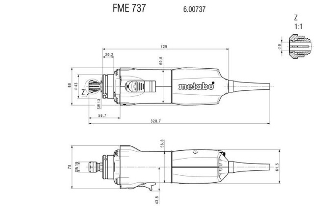 Фрезерно-шлифовальный двигатель Metabo FME 737 600737000 в Екатеринбурге