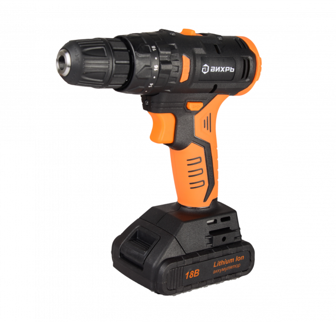 Дрель-шуруповерт аккумуляторная Вихрь ДА-18Л-2К/Б (2,0 А/ч) (бесщеточный двигатель) в Екатеринбурге
