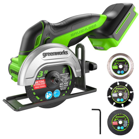 Углошлифовальная машина аккумуляторная Greenworks, 3402007, 24V, бесщеточная, 76мм, без АКБ и ЗУ в Екатеринбурге