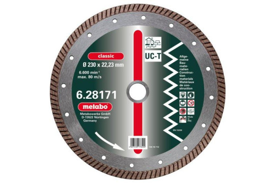 Алмазный диск Metabo 180х22,23мм Classic UC-T Turbo универсальный  628170000 в Екатеринбурге