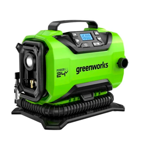 Компрессор автомобильный аккумуляторный Greenworks 3400807, 24V / 12V (от сети авто), без АКБ и ЗУ в Екатеринбурге