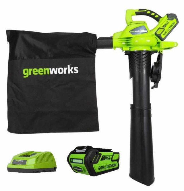 Воздуходув-пылесос аккумуляторный GreenWorks 40V комплект с АКБ и ЗУ в Екатеринбурге
