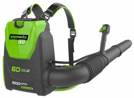 Ранцевый Воздуходув, аккумуляторный Greenworks GD60BPB, 60V, бесщеточный, без АКБ и ЗУ