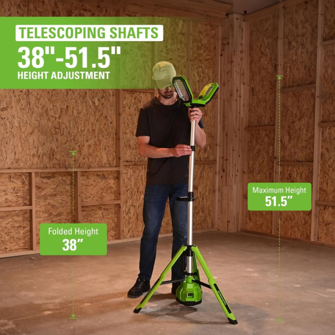 Мачта осветительная аккумуляторная Greenworks, Арт.3503207, 24V /110-240V, 3000 лм, без АКБ и ЗУ в Екатеринбурге